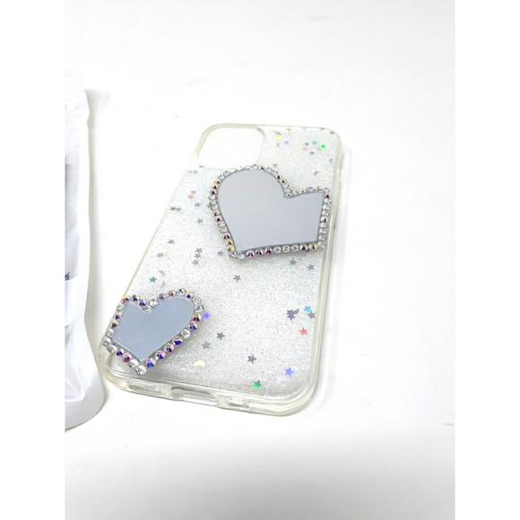 Transparent Sequin Heart Mirror Design Phone Case - Picture 5 of 14